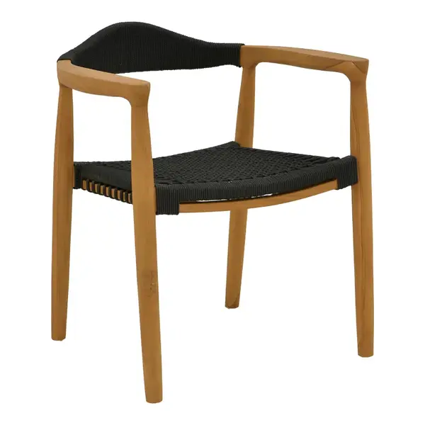 Fotoliu Ganny pakoworld lemn de tec si coarda pe culoare neagra 59x56x71cm Fotoliu Ganny pakoworld lemn de tec și coardă pe în negru, 59x56x71 cm.