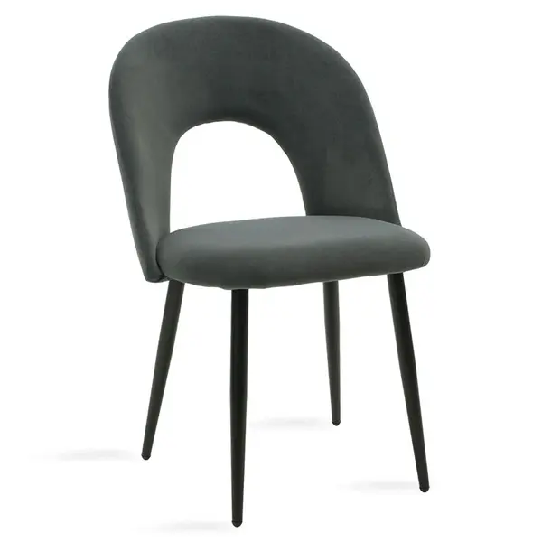 Fotoliu Jonah catifea antracit, picioare, negre, 57x55 cm