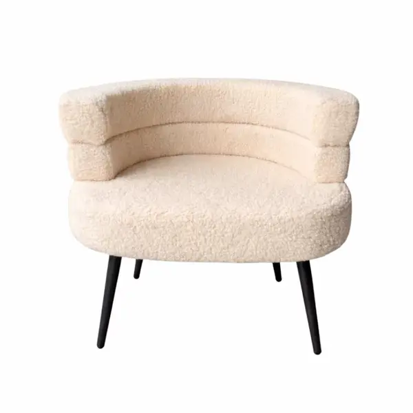 Fotoliu Modern Boucle Bej &ndash; Design Elegant cu Spatar Curbat