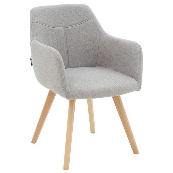 Fotoliu Nasima material textil gri - culoare lemn natural 57x58x84cm