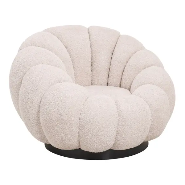 Fotoliu NIRO SWIVEL BOUCLE - Cream