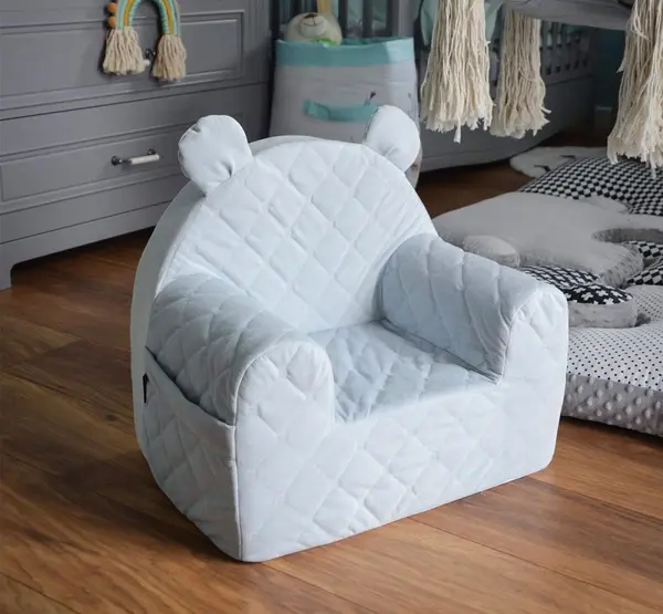 Fotoliu pentru copii BabySteps cu spatar catifea Velvet Ursulet Teddy Mint