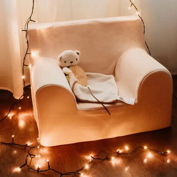 Fotoliu pentru Copii Crem, Catifea, TWINDECO Cream Velvet