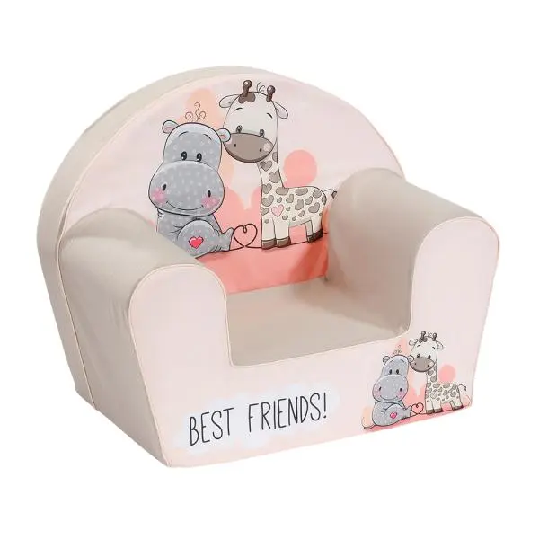 Fotoliu pentru copii Knorr Toys Best Friends umplutura din spuma moale, husa bumbac 100 detasabila si lavabila, 51 x 34 x 42 cm, 9 luni+
