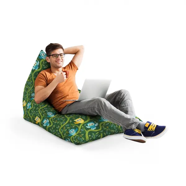 Fotoliu Puf Bean Bag tip Lounge Bufnite verde