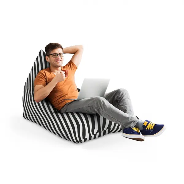 Fotoliu Puf Bean Bag tip Lounge Diagonal stripes black
