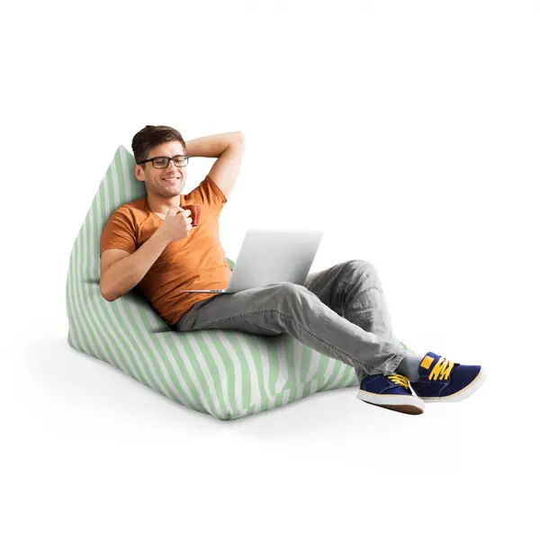 Fotoliu Puf Bean Bag tip Lounge Diagonal stripes green