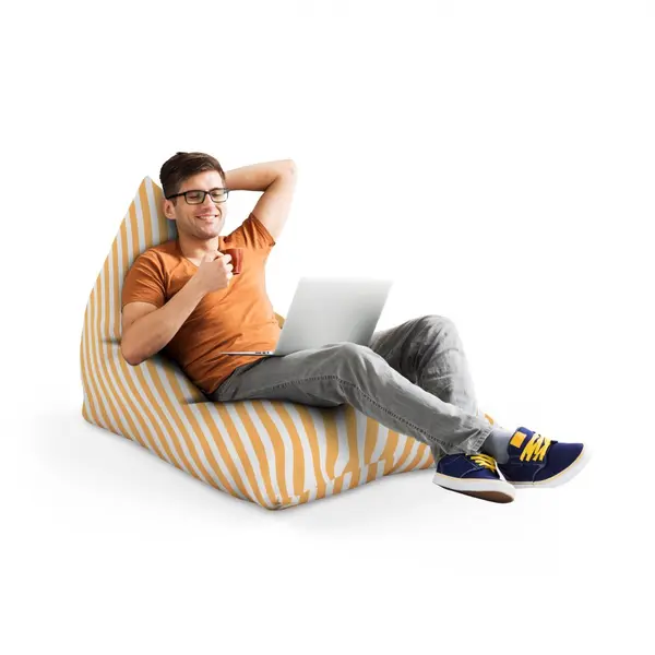 Fotoliu Puf Bean Bag tip Lounge Diagonal stripes orange