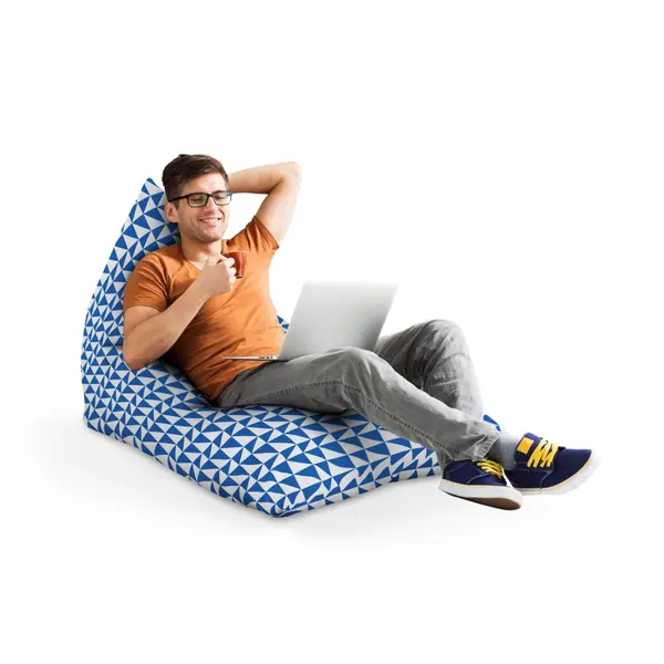 Fotoliu Puf Bean Bag tip Lounge Geometric sea blue