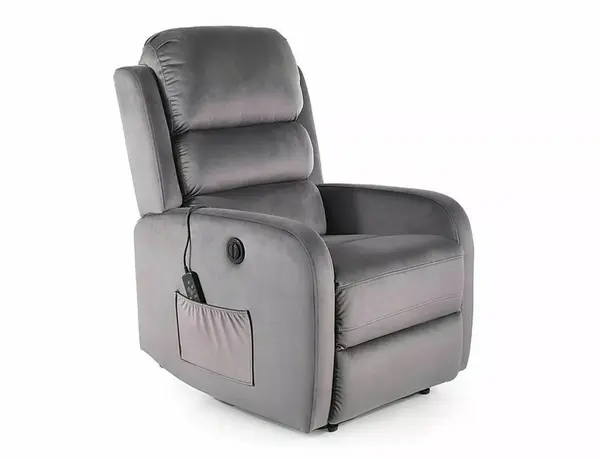 Fotoliu recliner cu functie de masaj Pegaz M velvet gri Blu14