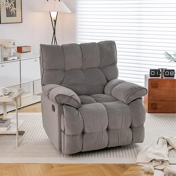 Fotoliu Recliner Modern, Inclinare in diferite Unghiuri, Gri - Default Title