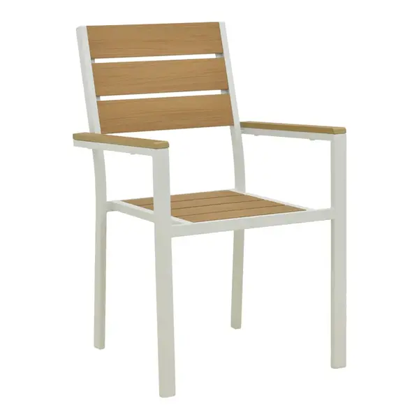 Fotoliu stivuibil Pakoworld din placaj in nuanta alb natural-aluminiu, 57,5x60x88cm Fotoliu stivuibil Pakoworld din placaj în nuanță alb natural-aluminiu, 57,5x60x88cm