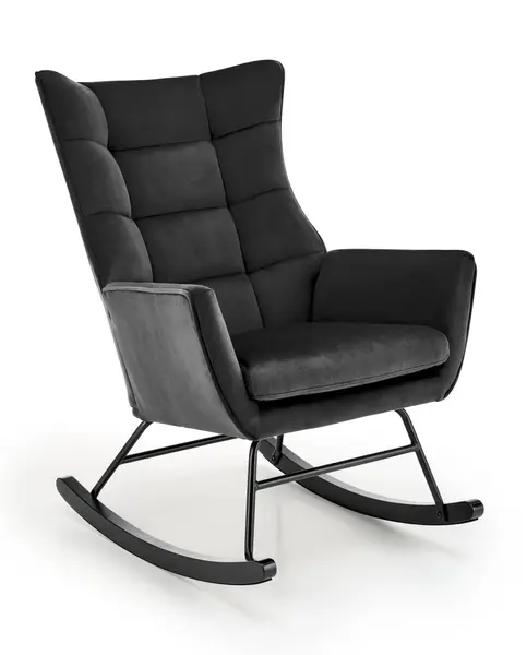Fotoliu tip balansoar Bazalto velvet negru H92 cm