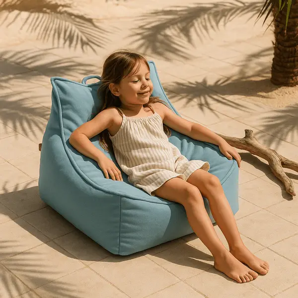 Fotoliu tip puf Premium MeowBaby Outzy Sako Bag Cloudberry Sky Blue Bean bag