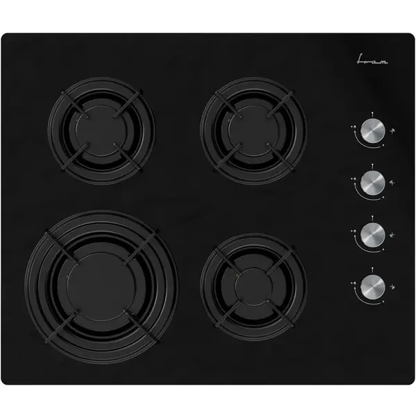 Fram Plita incorporabila Fram FBH-M4IRF-GBK, Gaz, 4 arzatoare, Gratar fonta, Aprindere electrica, Dispozitiv de siguranta, 60 cm, Sticla neagra