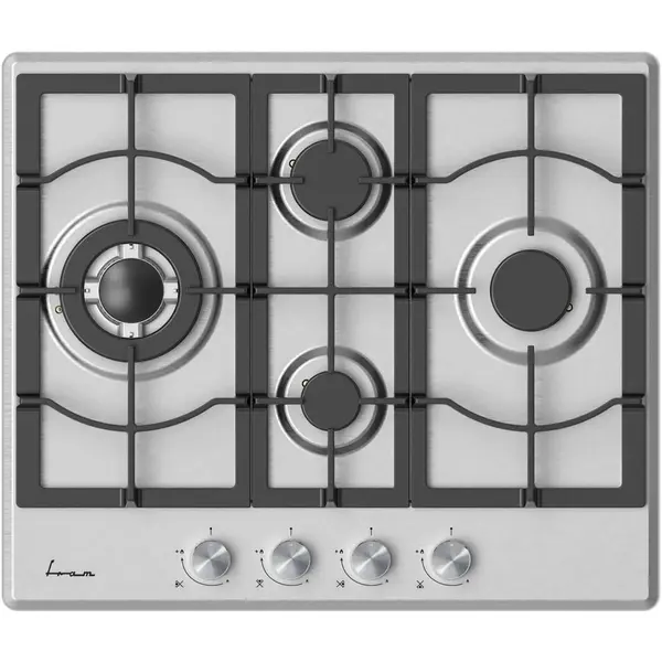Fram Plita incorporabila Fram FBH-M4IWF-SS, Gaz, 4 arzatoare, Gratar fonta, Wok, Aprindere electrica, Dispozitiv de siguranta, 60 cm, Inox