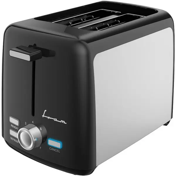 Fram Prajitor de paine Fram FTP-8007SSBK, 800W, capacitate 2 felii, 7 niveluri de rumenire, Negru-Argintiu
