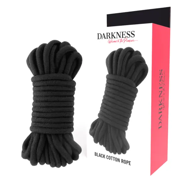 Frânghie bondage Darkness – Japanese Rope, din bumbac negru pentru tehnici de dominație și imobilizare, 10 m