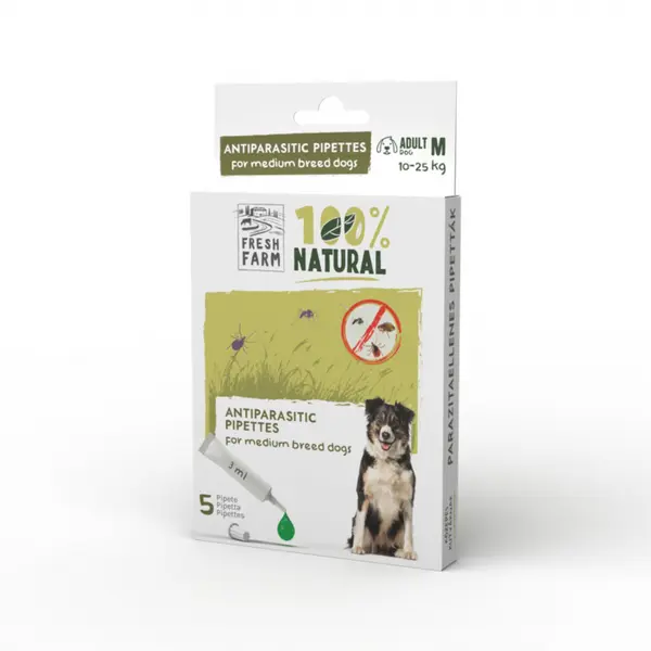 Fresh farm spot on antiparzitar pentru caini adulti M, 5x3ml, 10-25 kg