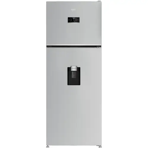 Frigider cu doua usi Beko B5RDNE504LDM, 477 l, HarvestFresh™, AeroFlow™, Everfresh+®, No Frost, Slim tank water dispenser, Display, Clasa E H 186,5 cm, Glossy Grey