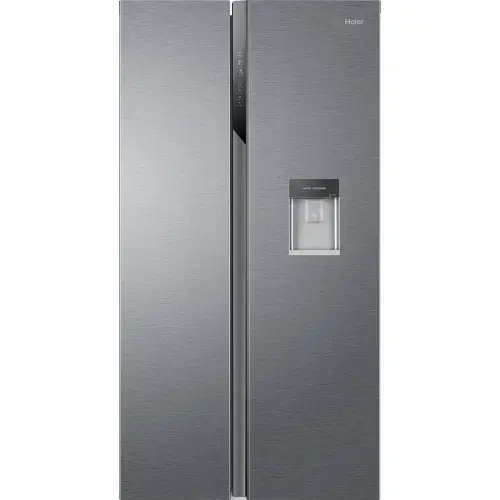 Frigider side by side Haier HSR3918EWPG, 521 l, Total NoFrost, Multi Air Flow, Display, Super Cooling, Super Freezing, Dozator apa, Clasa E, H 177 cm, Argintiu