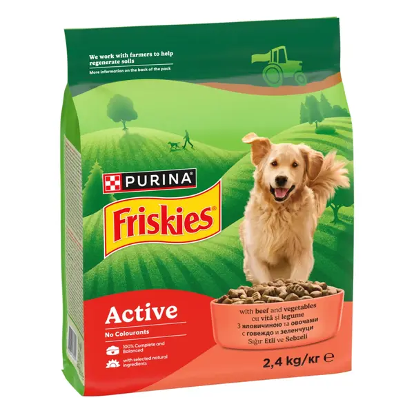 FRISKIES Active, XS-XL, Vită, hrană uscată câini, 2.4kg