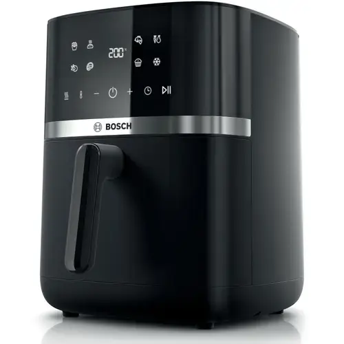 Friteuza cu aer cald Bosch MAFS2462B, 2050W, 9 programe, Capacitate 6.1 l, Incalzire dubla, Touch control, Afisaj digital, Curatare usoara (Negru)