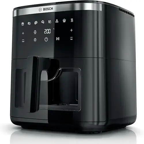 Friteuza cu aer cald Bosch Series 6, MAF671B0, 7. 2 L, 7 Programe Predefinite, Fereastra Iluminata pentru Vizualizare, Gatire cu Pana la 65% Mai Rapida (Negru)