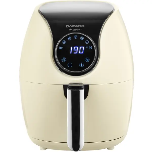 Friteuza cu aer cald Daewoo DAF2000, 1500 W, 4 l, Afisaj LCD, Timer, Crem