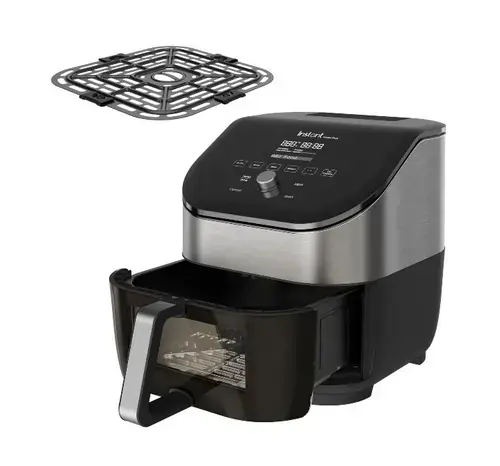 Friteuza cu aer cald fara ulei Instant Vortex Plus 6 Clear Cook+Odor Erase, Ecran digital, Cos detasabil, 6 functii de gatire, Capacitate 5.7 litri, 1700 W (Negru/Argintiu)