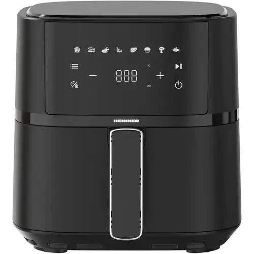Friteuza cu aer cald Heinner BlackMatte HAF-B4BK1500, 1500 W, Capacitate cos 4 l, termostat reglabil 80-200 grade display digita (Negru)