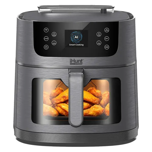 Friteuza cu Aer Cald si Rotisor iHunt Bro Air Fryer AI Steam, 8L, 1800W, AI Steam, Wi-Fi, 12 Programe AI, Control prin Aplicatie, Ecran Digital