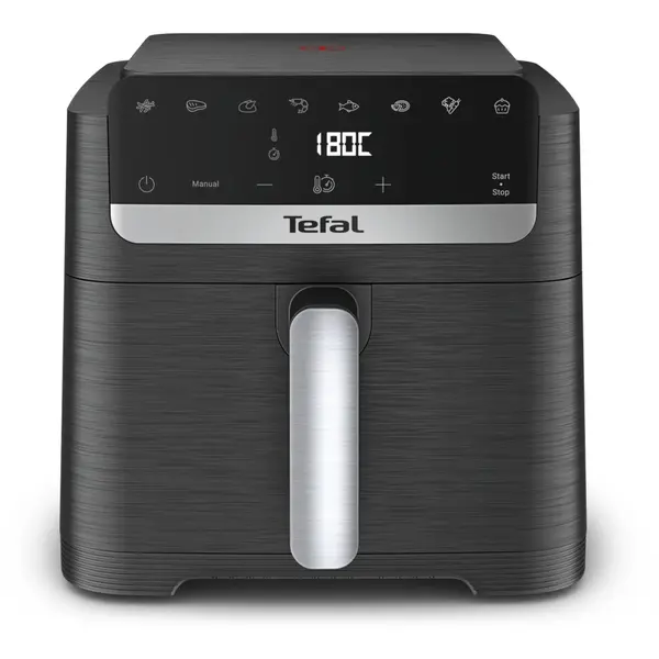 Friteuza cu aer cald Tefal Easy Fry Mega Compact EY8618E0, 2020 W, 7.5L, 8 programe, Temperatura ajustabila, Display digital, Negru
