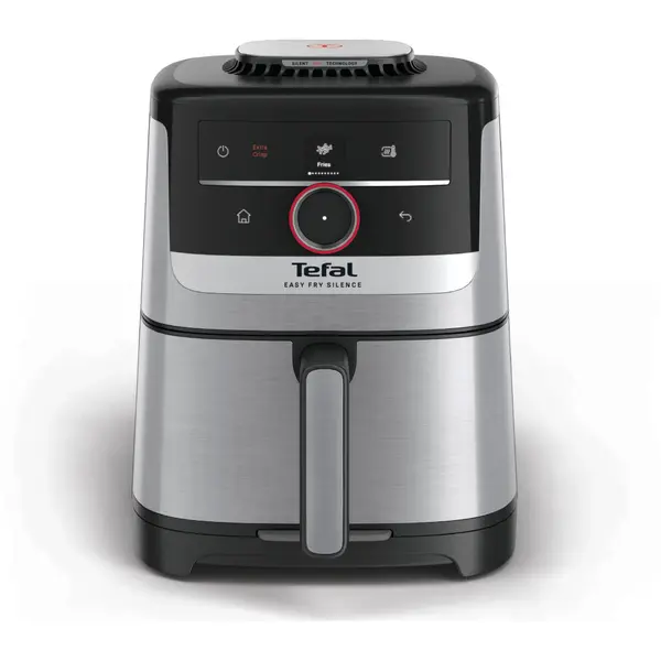 Friteuza cu aer cald Tefal Easy Fry Silence EY572DE1 , 1670 W, 5l, 11 programe, pana la 220°C, afisaj digital, functie mentinere cald, argintiu & negru