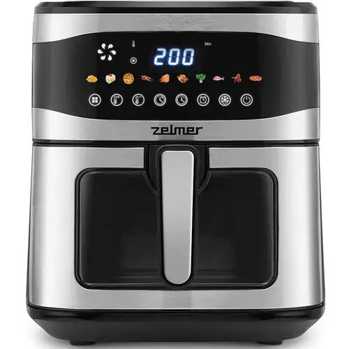 Friteuza cu Aer Cald Zelmer ZAF1500, Capacitate 6.5L, 10 Programe, Timer, 1600W (Negru/Inox)