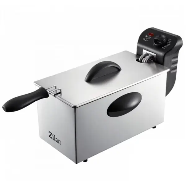 Friteuza din Inox, Putere 1500W, Capacitate 3 l, Protectie la Supraincalzire, Zilan
