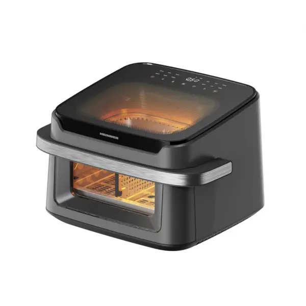 Friteuza dubla cu aer cald Heinner AirBake Revolution HAF-C10DB22GREY, 2200W, 10 L, 12 programe presetate, Gri