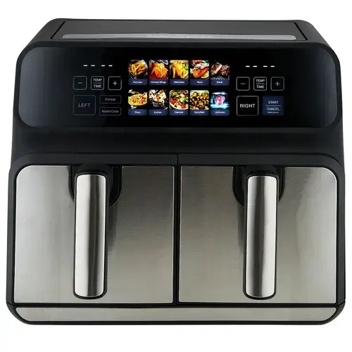 Friteuza dubla cu aer cald ProfiCook PC-FR 1287 H, 8 l, Air-Flow 360, 9 programe, Afisaj LCD, Temperatura ajustabila 50-200 C (Argintiu/Negru)