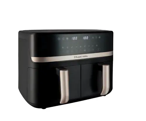 Friteuza dubla cu aer cald Russell Hobbs Satisfry Dual 27680-56, 9 L (2x4.5 l), 2800 W, 9 programe (Negru)