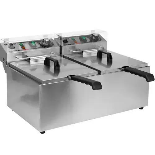 Friteuza profesionala, dubla electrica Yato Gastro, capacitate 2 x 8 L, putere 2 x 3.3 kW, 425x580x335 mm, Monofazat (Inox)