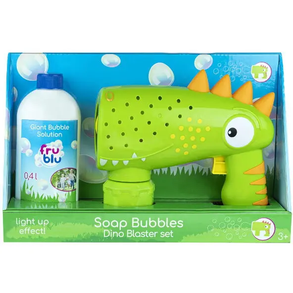 Fru Blu Set baloane de sapun Fru Blu - Dino Blaster, cu solutie baloane 400 ml, Varsta 3+, Multicolor