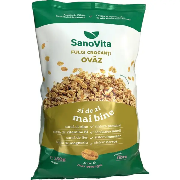 Fulgi Crocanti de Ovaz, Sanovita, 250 g