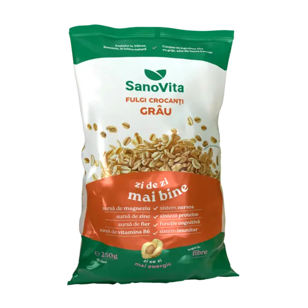 Fulgi de grau crispy, 250g, SanoVita