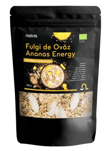 Fulgi de ovaz Ananas Energy Ecologici, 250g, Niavis