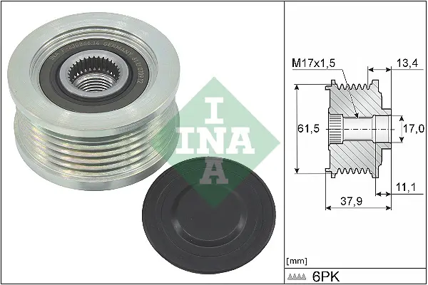 Fulie alternator ALFA ROMEO 145, 146, 156; FIAT BRAVA, BRAVO I, DOBLO, DOBLO CARGO, MAREA, MULTIPLA, PALIO, PUNTO, STRADA; LANCIA KAPPA, LYBRA 1.9D 2.4D dupa 1997