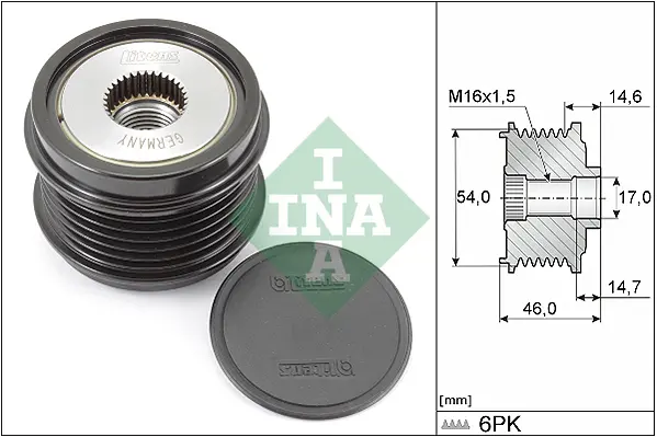 Fulie alternator CITROEN BERLINGO, BERLINGO MULTISPACE, C3 AIRCROSS II, C3 II, C3 III, C3 PICASSO, C4 CACTUS, C4 GRAND PICASSO II, C4 II, C4 PICASSO II, C4 SPACETOURER, C-ELYSEE, DS3 1.6D dupa 2008