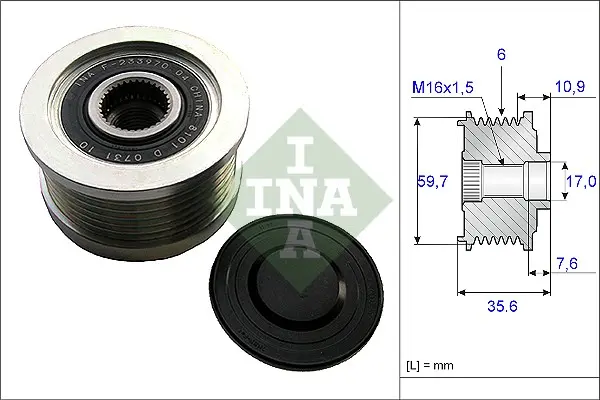 Fulie alternator HYUNDAI ELANTRA, SANTA FE I, SANTA FE II, TRAJET, TUCSON; KIA CARENS II, CERATO, SPORTAGE 2.0D 2.2D dupa 2001