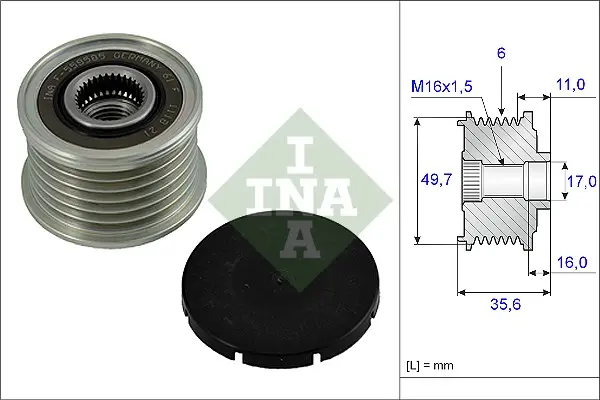 Fulie alternator MERCEDES C (CL203), C T-MODEL (S203), C (W203), CLK (C209), E T-MODEL (S210), E (VF210), E (W210), G (W461), G (W463), M (W163), S (W220) 2.1D-3.2D