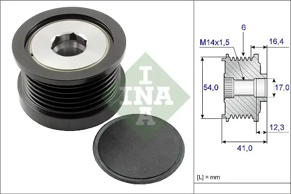 Fulie alternator VOLVO C30, S40 II, V50; ALFA ROMEO GIULIA, GIULIETTA; FIAT 500L, 500X, TIPO; FORD C-MAX, FIESTA VI, FOCUS II, FUSION, KUGA I; JEEP RENEGADE; MAZDA 3 1.6D 2.0D 2.2D dupa 2003