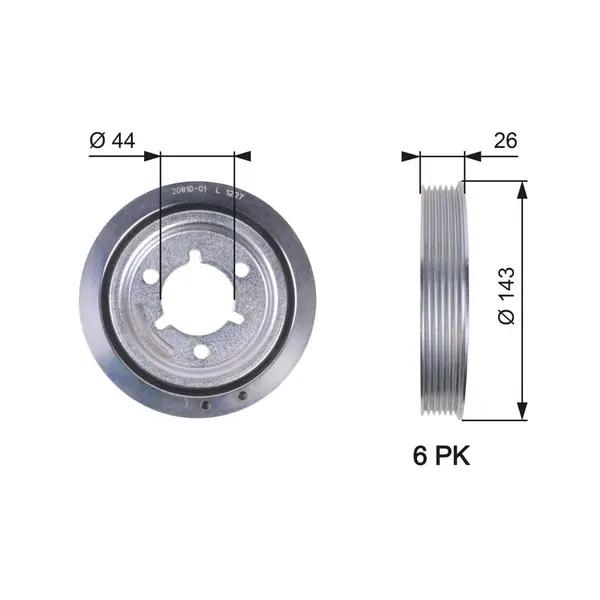 Fulie curea, arbore cotit GATES TVD1055